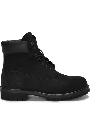 Timberland Buty, Mężczyzna, Czarny, 44 EU, Skóra, Wodoodporne sznurowane botki z okrągłym noskiem