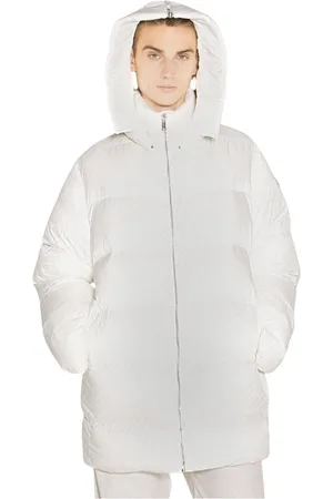 Moncler Płaszcze, Mężczyzna, Biały, L, Poliester, Pikowany płaszcz z kapturem Cyclopic