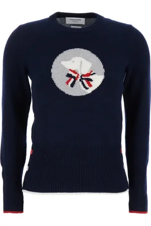 Thom Browne Swetry, Kobieta, Niebieski, S, Wełna, Sweter Hector & Bow