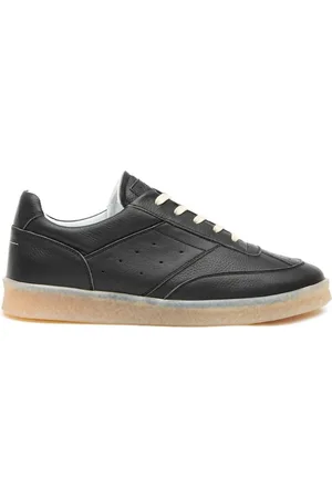 Maison Margiela Buty, Mężczyzna, Czarny, 41 EU, Skóra, Czarne sneakersy z paneli ze skóry licowej