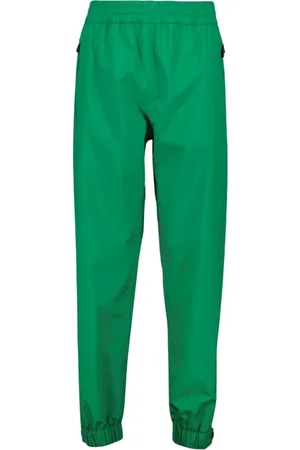 Moncler Spodnie, Kobieta, Zielony, S, Bawełna, Spodnie dresowe o prostym kroju z elastycznymi mankietami