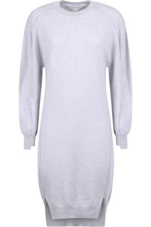 Stella McCartney Sukienki, Kobieta, Szary, S, Bawełna, Bawełniana sukienka midi na co dzień
