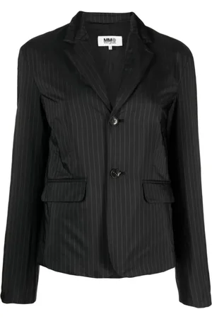 Maison Margiela Kurtki, Kobieta, Czarny, S, Poliester, Pinstripe Blazer