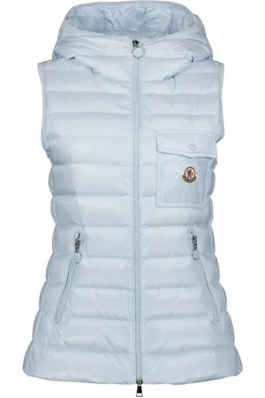Moncler Kurtki, Kobieta, Niebieski, S, Nylon, Bezrękawnik Glygos