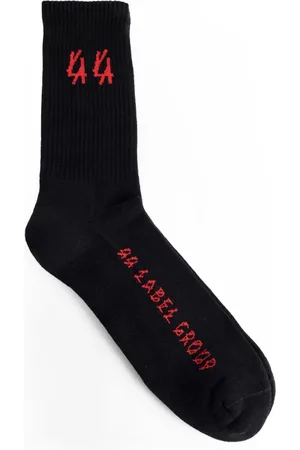 44 Label Group Bielizna, Mężczyzna, Czarny, ONE SIZE, Bawełna, Prążkowane bawełniane skarpety z logo