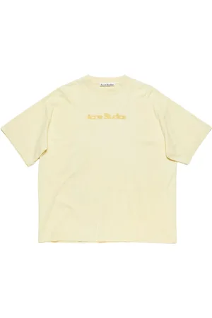 Acne Studios Koszulki, Mężczyzna, Żółty, S, Bawełna, T-shirt z rozmytym logo