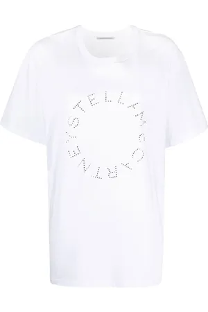 Stella McCartney Koszulki, Kobieta, Biały, S, Bawełna, Biały T-shirt z bawełny z logo