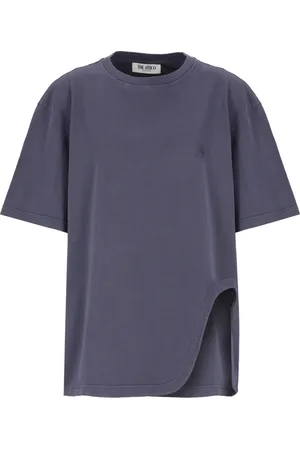 The Attico Koszulki, Kobieta, Fioletowy, S, Bawełna, Bawełniany T-shirt z Haftowanym Logo