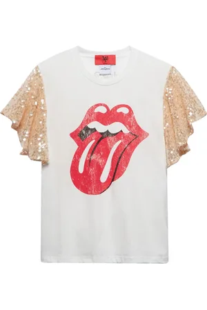 ANIYE BY Koszulki, Kobieta, Beżowy, L, Glam Rock Sequin Stones T-shirt