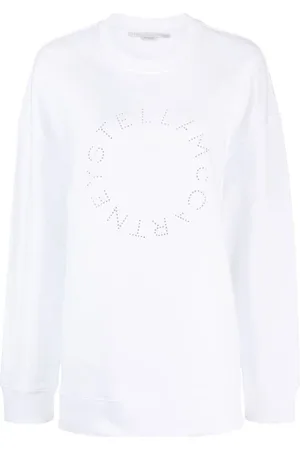 Stella McCartney Bluzy, Kobieta, Biały, S, Bawełna, Bluza z logo z dżetów