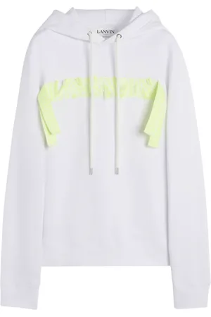 Lanvin Bluzy, Mężczyzna, Biały, L, Bawełna, Bluza z kapturem Curb Blanc Vert