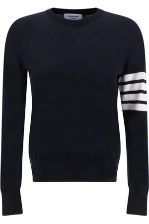 Thom Browne Swetry, Kobieta, Niebieski, L, Wełna, Pasiasty polarowy pulower