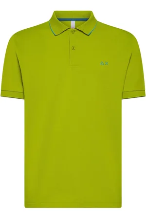 sun68 Koszulki, Mężczyzna, Zielony, 3XL, Bawełna, Zielone polo z detalem na kołnierzyku