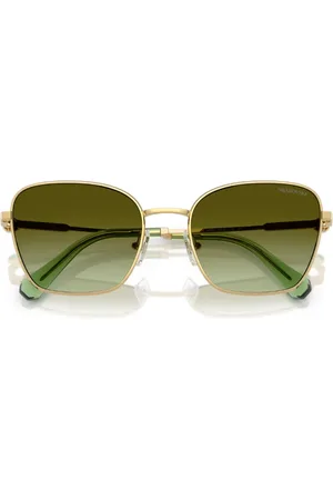 Swarovski Akcesoria, unisex, Zielony, ONE SIZE, Eleganckie okulary przeciwsłoneczne z kryształami