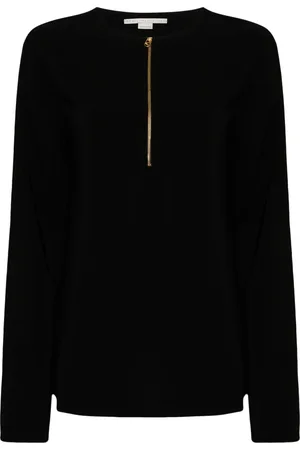 Stella McCartney Koszulki, Kobieta, Czarny, S, Ikoniczna bluzka z zamkiem