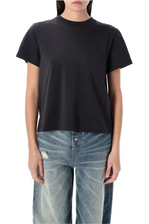Maison Margiela Koszulki, Kobieta, Czarny, S, Bawełna, T-shirt z plisowanymi plecami