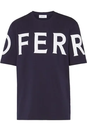 Salvatore Ferragamo Koszulki, Mężczyzna, Niebieski, S, Bawełna, T-shirt z nadrukiem niebieskiego logo z okrągłym dekoltem