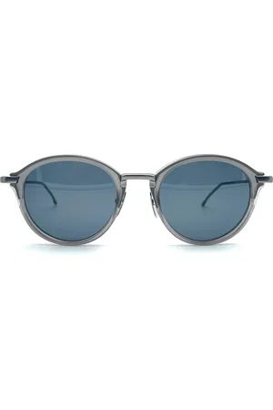 Thom Browne Akcesoria, Mężczyzna, Szary, ONE SIZE, Okrągłe okulary przeciwsłoneczne