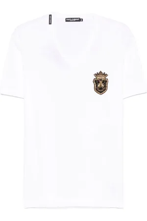 Dolce & Gabbana Koszulki, Mężczyzna, Biały, 3XL, Casual Bawełniany T-shirt w Czarnym