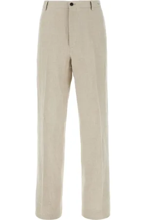 Salvatore Ferragamo Spodnie, Mężczyzna, Beżowy, M, Len, Stylowe Spodnie