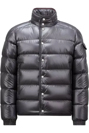 Moncler Kurtki, Mężczyzna, Szary, XL, Wełna, Krótka kurtka puchowa z wełnianym wykończeniem