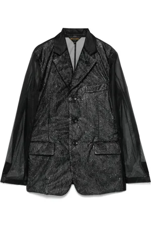 Comme des Garçons Kurtki, Kobieta, Czarny, M, Czarna Kurtka z Prześwitującymi Panelami