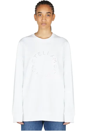 Stella McCartney Bluzy, Kobieta, Biały, S, Bluza z logo z dżetów