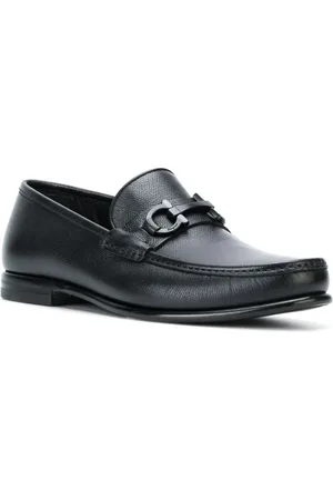 Salvatore Ferragamo Buty, Mężczyzna, Czarny, 42 EU, Skóra, Wytłaczane czarne mokasyny ze skóry cielęcej
