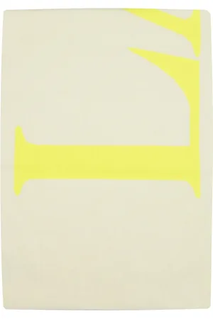 Lanvin Akcesoria, Kobieta, Beżowy, ONE SIZE, Wełna, Neonowo Żółty Wełniany Szalik z Logo