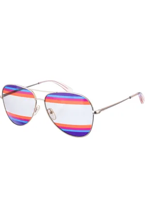 Salvatore Ferragamo Akcesoria, Kobieta, Wielobarwność, ONE SIZE, Owalne okulary przeciwsłoneczne typu aviator z wielokolorowymi paskami