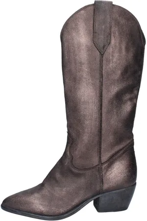 Moma Buty, Kobieta, Szary, 37 EU, Skóra, Damskie buty kowbojskie Vintage ze skóry