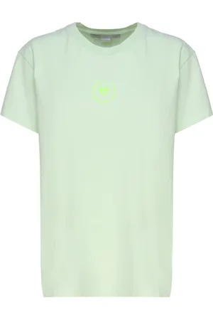 Stella McCartney Koszulki, Kobieta, Zielony, 2XS, Bawełna, Kultowa koszulka Iconic Mini Heart