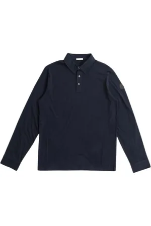 Moncler Koszulki, Mężczyzna, Niebieski, M, Bawełna, Granatowa koszulka polo z długim rękawem