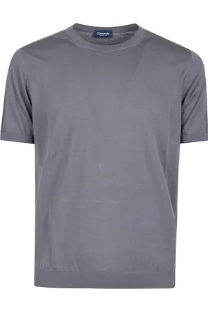 DRUMOHR Koszulki, Mężczyzna, Szary, XL, Luźny Bawełniany T-shirt