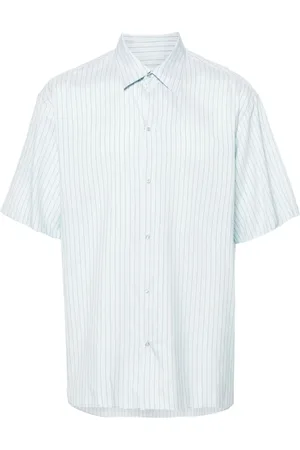 Lanvin Koszule, Mężczyzna, Niebieski, L, Niebieska koszula w prążki