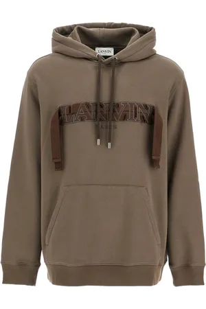 Lanvin Bluzy, Mężczyzna, brązowy, M, Bawełna, Bluza z kapturem Curb z koronkowymi aplikacjami