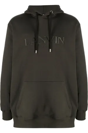 Lanvin Bluzy, Mężczyzna, Szary, M, Bawełna, Szara Bluza z Haftowanym Logo