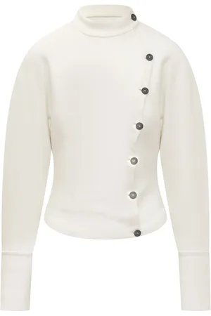 Salvatore Ferragamo Kurtki, Kobieta, Biały, S, Wełna, Kurtka Tricot z Długim Rękawem