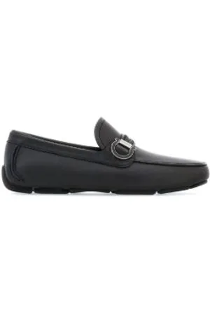 Salvatore Ferragamo Buty, Mężczyzna, Czarny, 42 1/2 EU, Skóra, Skórzane mokasyny Gancini