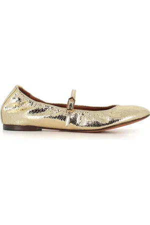Lanvin Buty, Kobieta, Żółty, 37 EU, Skóra, Złote Baleriny Skórzane