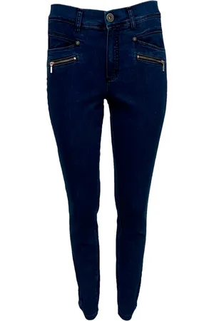 2-Biz Jeansy, Kobieta, Niebieski, XL, Bawełna, Dopasowane jeansy skinny z kieszeniami na zamek