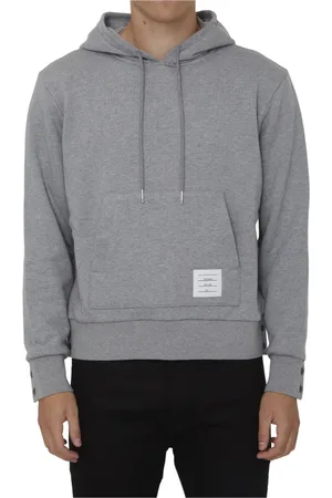 Thom Browne Bluzy, Mężczyzna, Szary, S, Bawełna, Bluza z kapturem typu Pullover