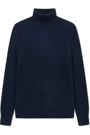 Les Deux Swetry, Mężczyzna, Niebieski, S, Wełna, Sweter Eddie Wool Rib Knit