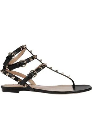 VALENTINO GARAVANI Buty, Kobieta, Czarny, 36 EU, Len, Klapki z ozdobnymi ćwiekami