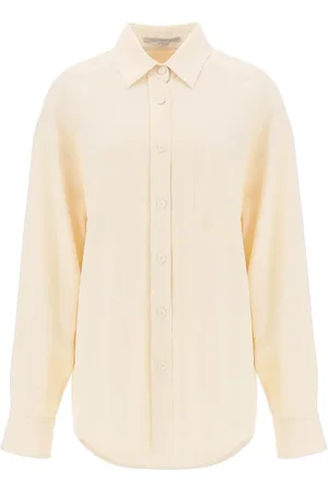 Stella McCartney Bluzki, Kobieta, Beżowy, S, Oversized Crepe Jersey Shirt