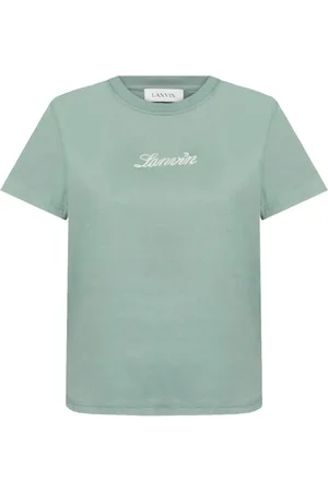 Lanvin Koszulki, Kobieta, Zielony, S, Bawełna, Miętowa Zielona Koszulka z Okrągłym Dekoltem