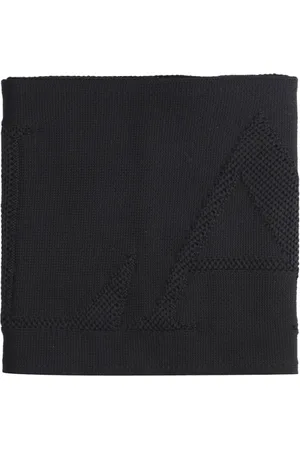 Lanvin Akcesoria, Kobieta, Czarny, ONE SIZE, Wełna, Szalik z haftowanym logo