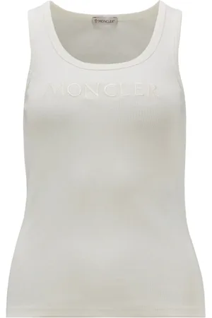 Moncler Koszulki, Kobieta, Biały, M, Bawełna, Logo Top w stylu Canalé