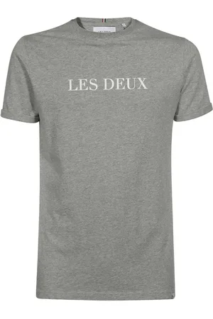 Les Deux Koszulki, Mężczyzna, Szary, XL, Bawełna, Prążkowany T-shirt z bawełny