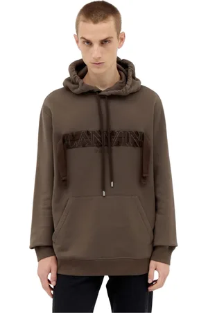 Lanvin Bluzy, Mężczyzna, brązowy, L, Bawełna, Bawełniana bluza z kapturem z polaru